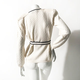 Vintage Wool V-Neck Belted Sweater