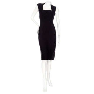 Alaïa Black Viscose-Blend Scalloped Stretch-Knit Midi Dress