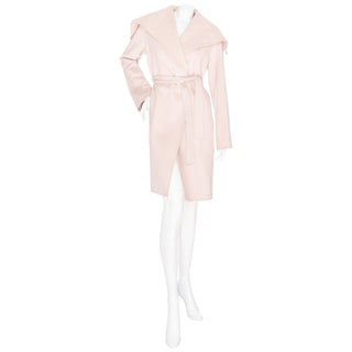 Hermès Light Pink Cashmere Wide Collar Wrap Coat