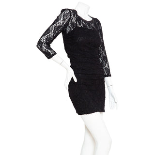 Black Lace Ruched Dress