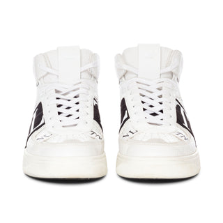 White and Black VL7N Web Logo Mid-Top Sneakers Men's 43.5