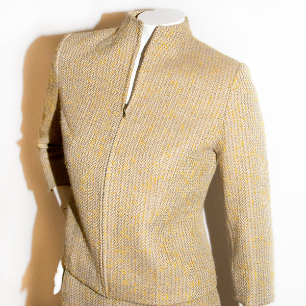 Alexander McQueen FW05 Tan and Yellow Tweed Skirt Suit