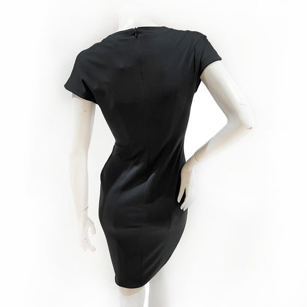 1990s Black Cotton Sheath Dress