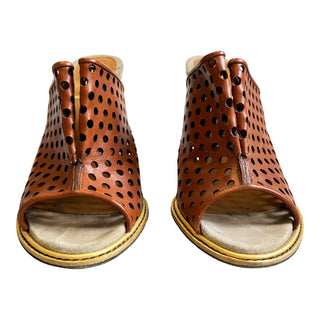 Brown Perforated Heeled Mules 36.5