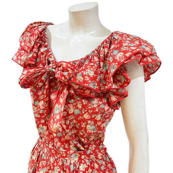 Vintage Saint Laurent Floral Skirt Set