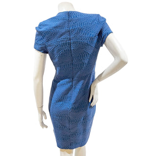 Blue Reptile Textured Sheath Dress