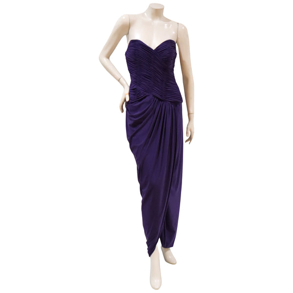 Vintage Victor Costa Ruched Draped Gown