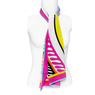 Multicolored Silk Abstract Print Scarf