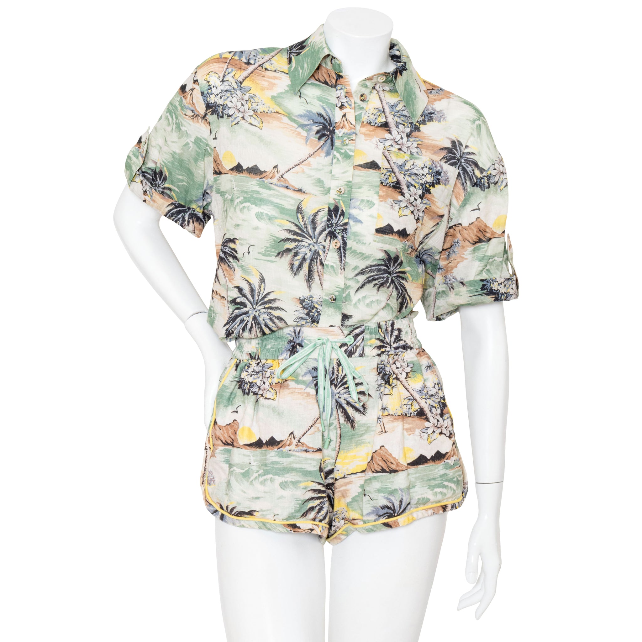 Zimmermann Tropical Print Juliette Top and Jade Island Shorts Set