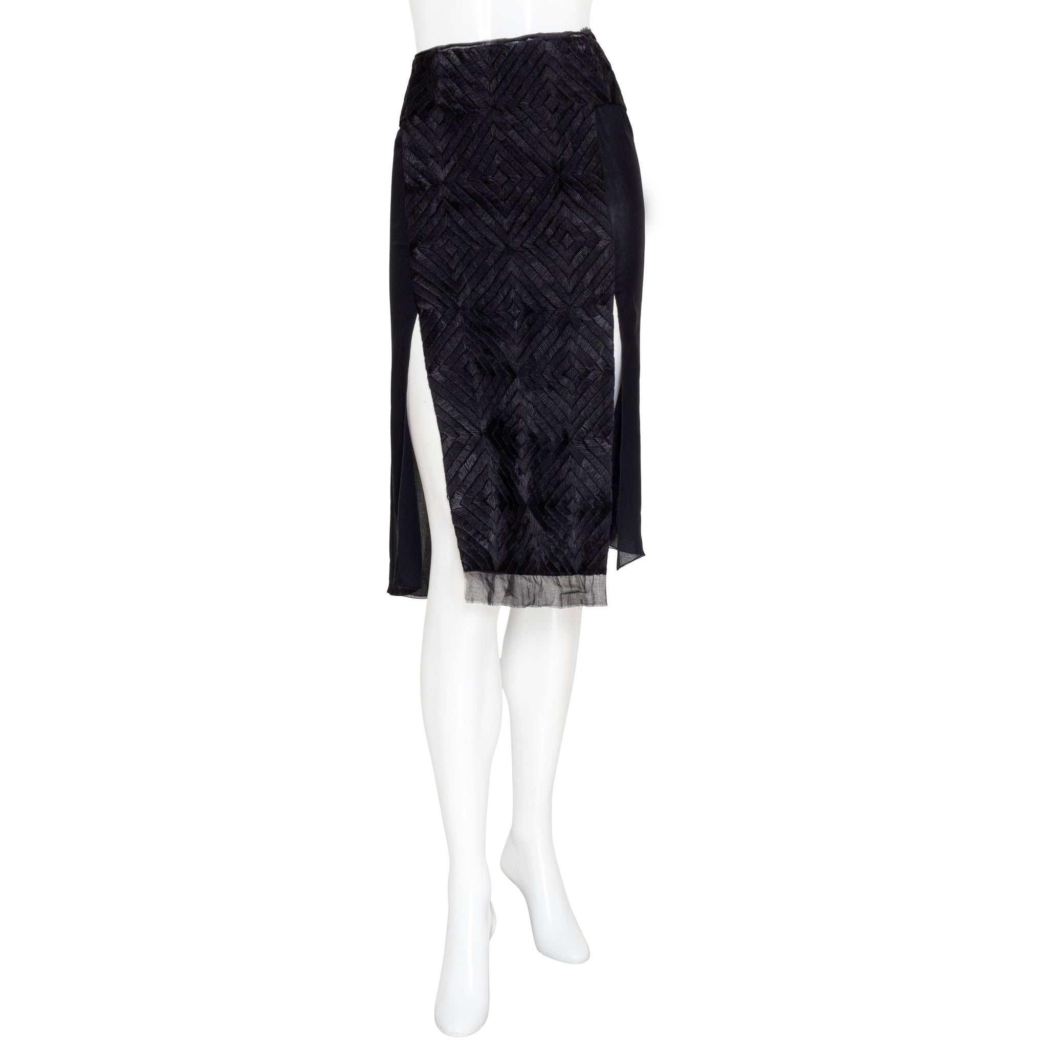 Gucci Double Slit Embroidered Skirt