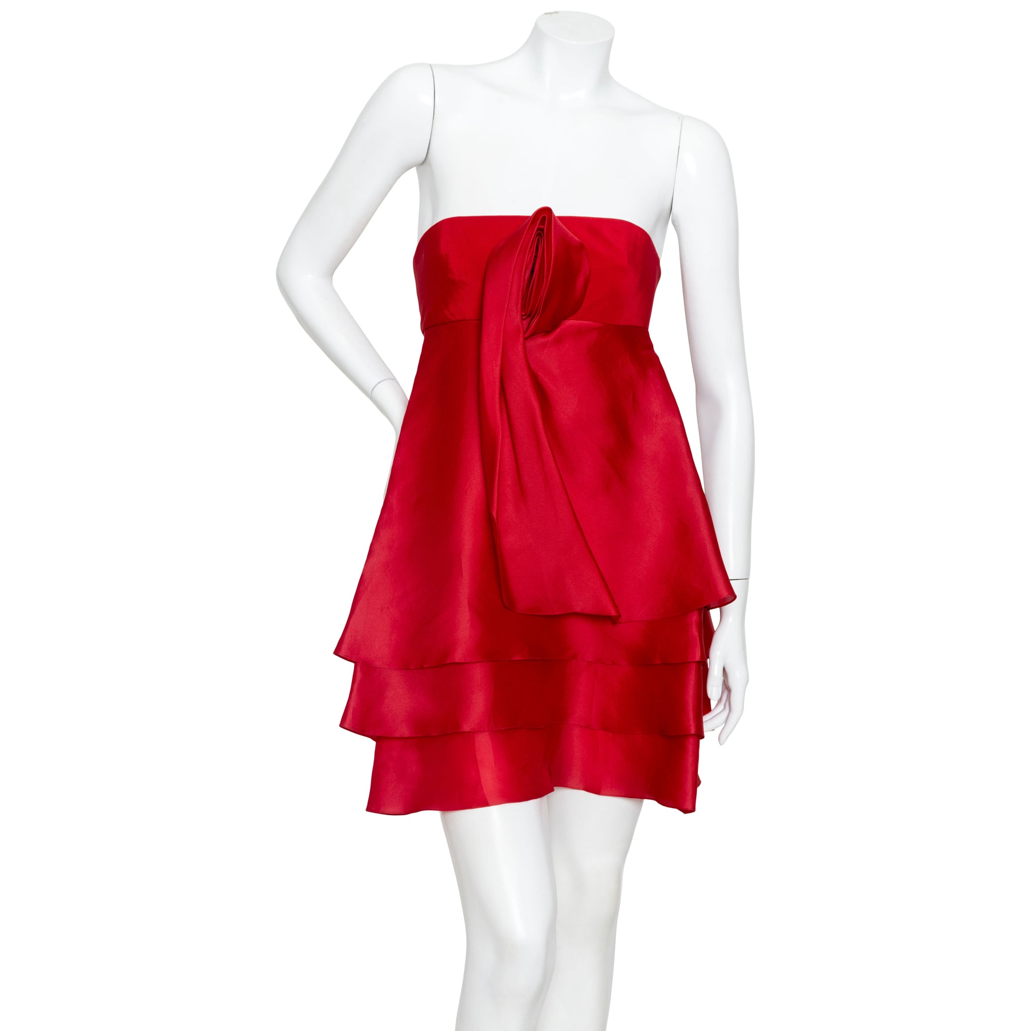 Marchesa Strapless Ruffle Dress