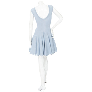 2012 Light Blue Viscose-Blend Textured Skater Dress