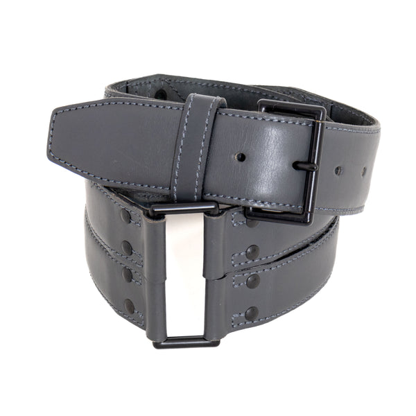 Alaïa Wide Gray Leather Belt