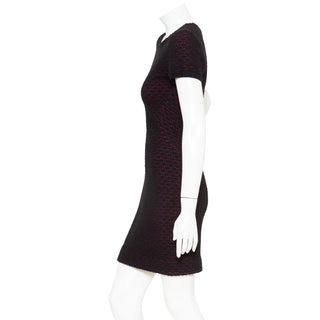 Black and Purple Wool-Blend Knit Dress and Cardigan Two-Piece Set