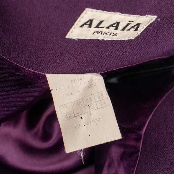 Alaïa Vintage Purple Structural Jacket and Skirt Suit Set