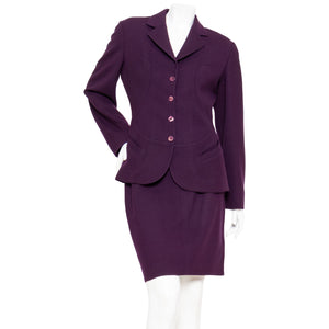Alaïa Vintage Purple Structural Jacket and Skirt Suit Set