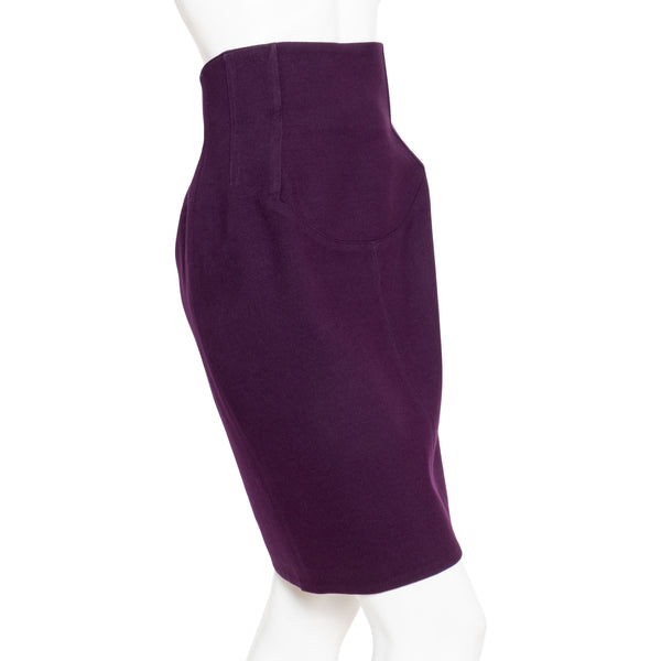 Alaïa Vintage Purple Structural Jacket and Skirt Suit Set