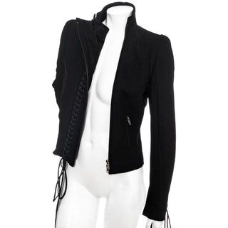 2011 Black Wool-Blend Lace Up Corset Jacket