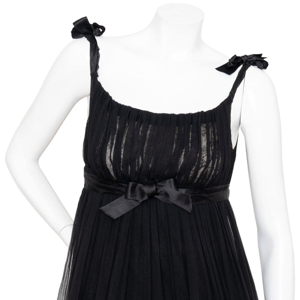 Balenciaga 1960s Black Chiffon and Lace Babydoll Dress