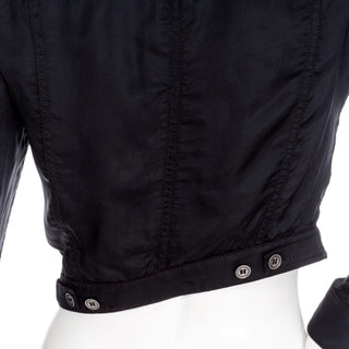 2002 Black Viscose Cropped Bomber Zipper Sleeve Jacket