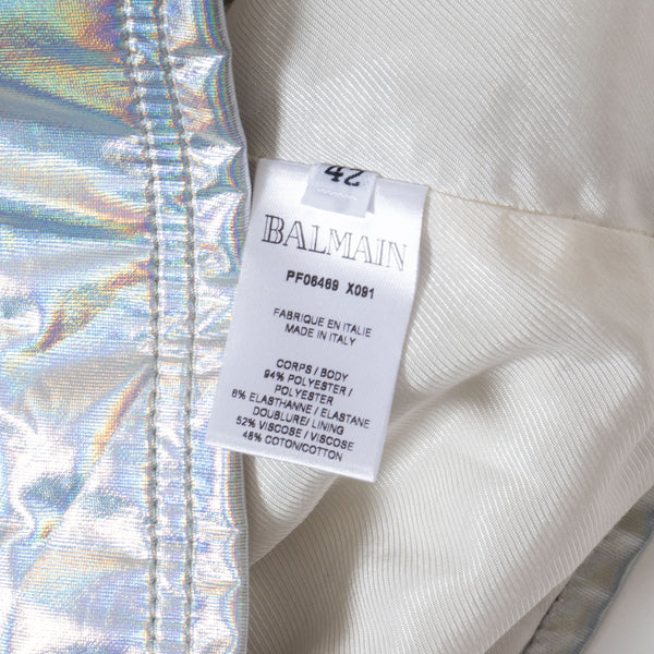 Balmain Holographic Silver Mini Dress