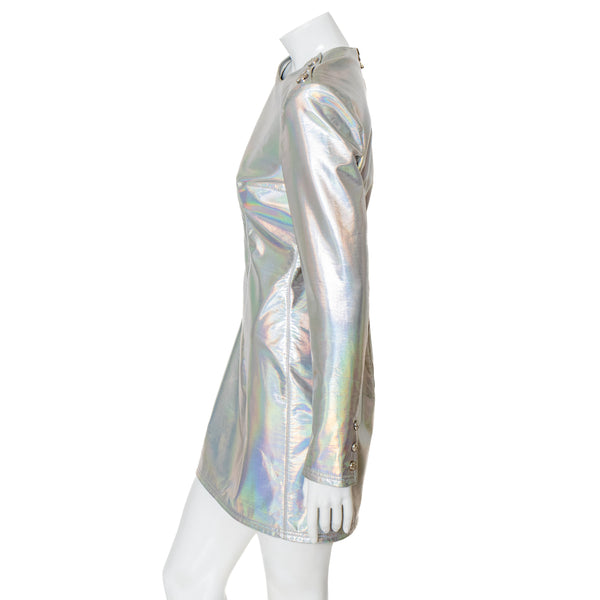Balmain Holographic Silver Mini Dress