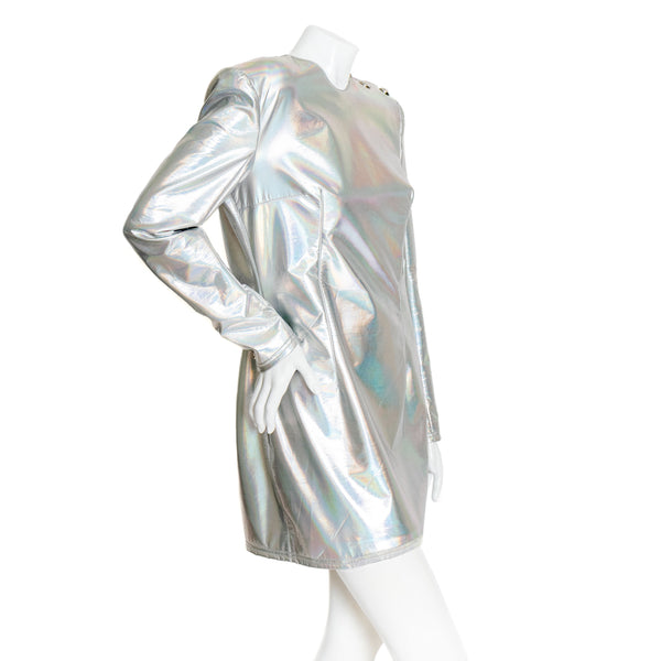 Balmain Holographic Silver Mini Dress