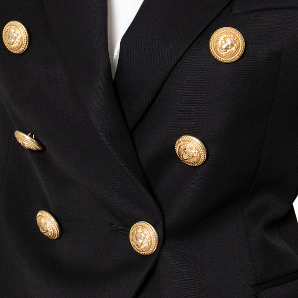 Balmain Black Double-Breasted Gold-Tone Buttons Blazer