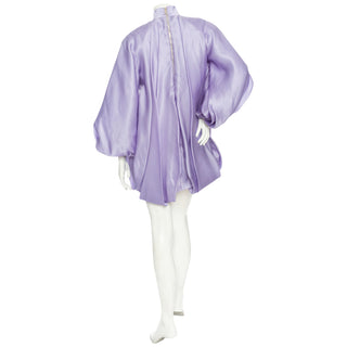 Lilac Silk Tie-Neck Bubble Dress