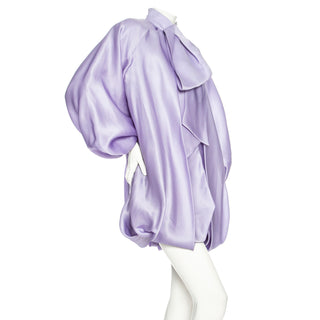 Lilac Silk Tie-Neck Bubble Dress