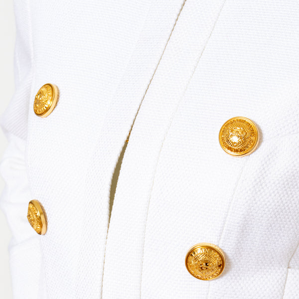 Balmain White Collarless Jacket