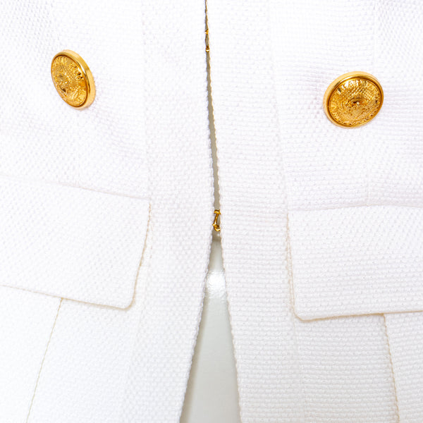 Balmain White Collarless Jacket