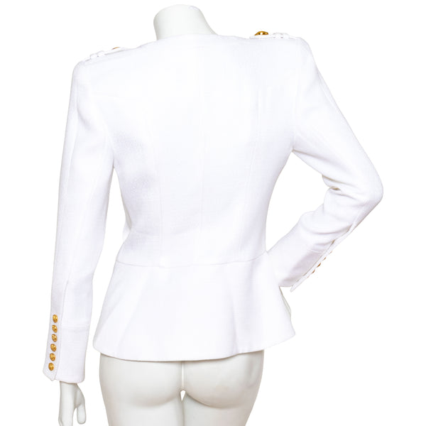 Balmain White Collarless Jacket