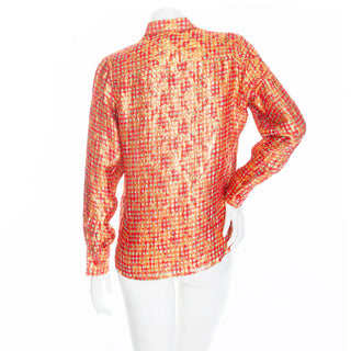 Vintage Red Silk and Gold Lurex Checkered Blouse