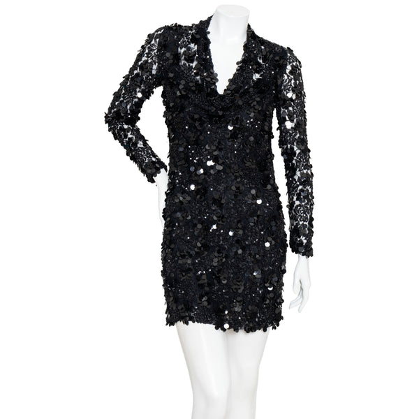 Blumarine Black Sequined Mini Dress