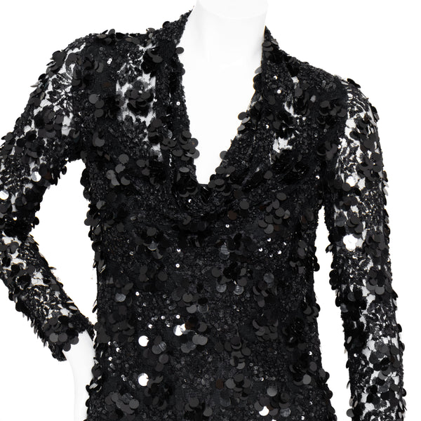 Blumarine Black Sequined Mini Dress