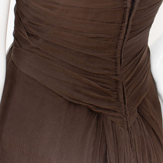 1980s Brown Silk Chiffon Gown