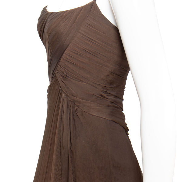 Bob Mackie 1980s Brown Silk Chiffon Gown