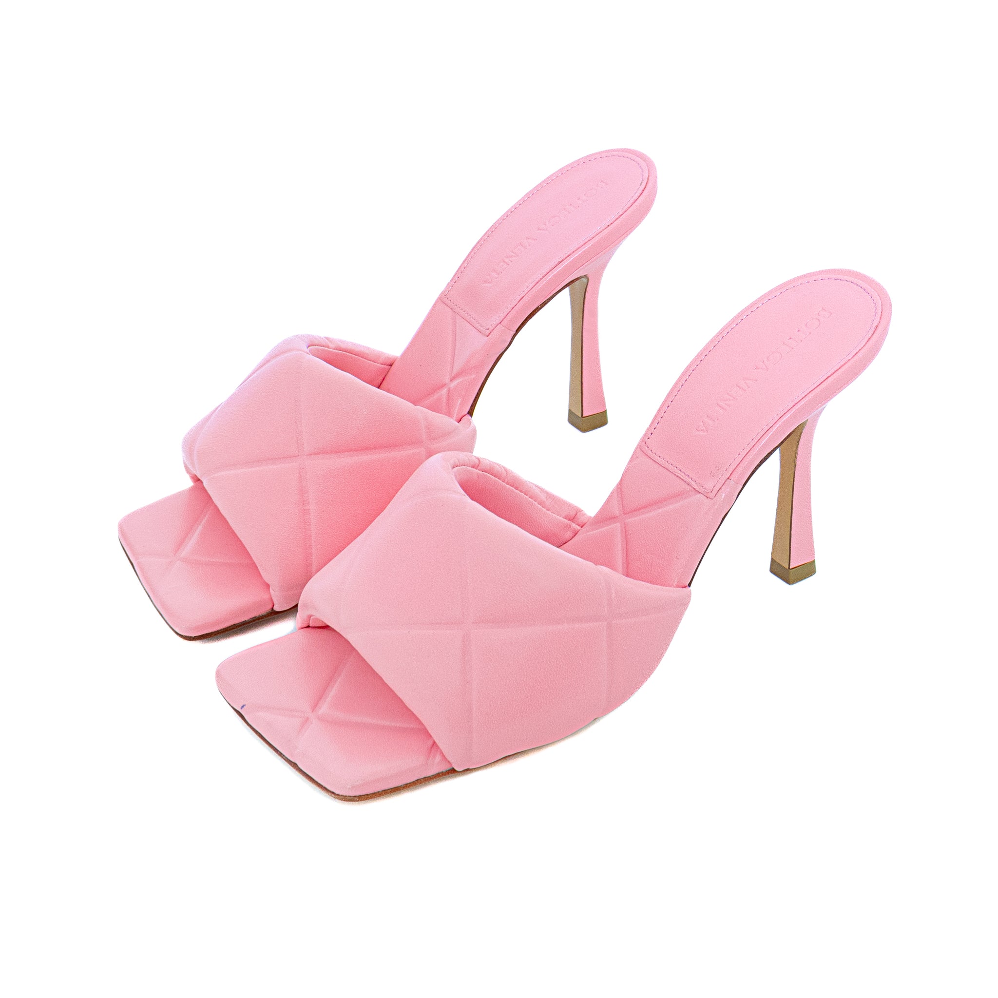 Bottega Veneta Pink Padded Leather Mules