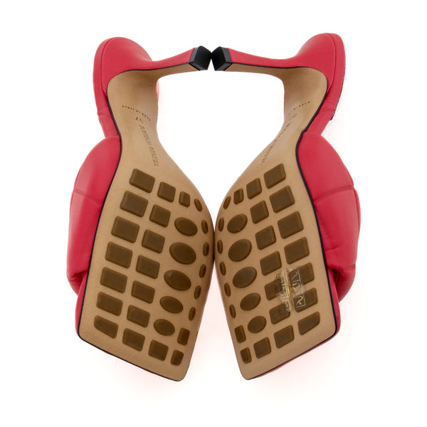 Bottega Veneta Red Padded Leather Mules