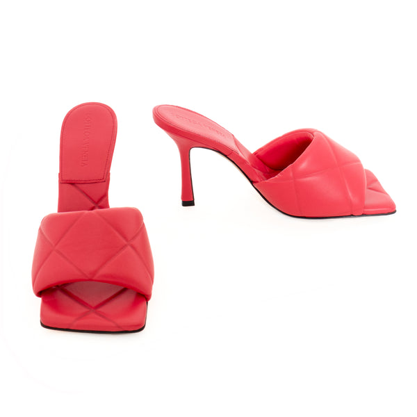Bottega Veneta Red Padded Leather Mules