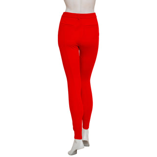 Red Viscose-Blend High-Waisted Pants