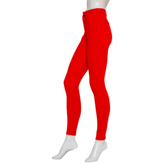 Red Viscose-Blend High-Waisted Pants