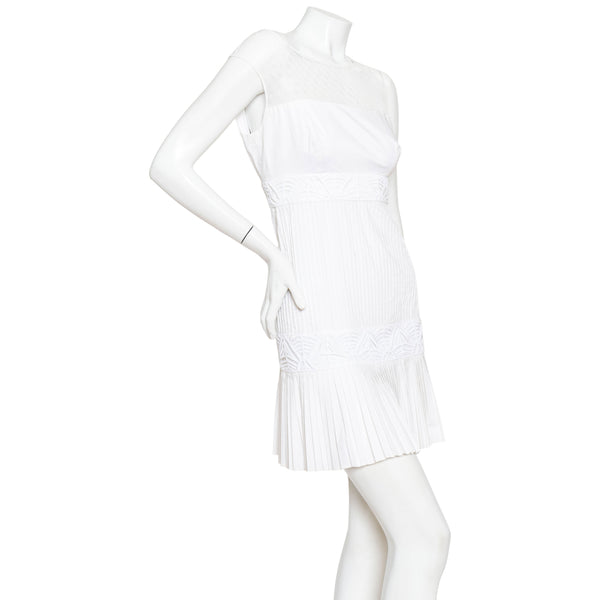 Catherine Maladrino White Pleated Dress
