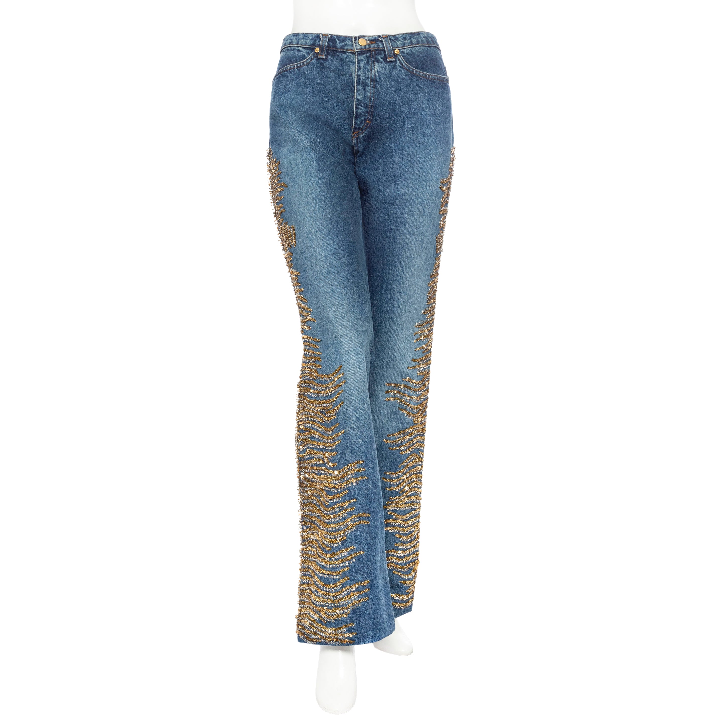 2000 Blue Boot-Cut Embellished Jeans – Decades Inc.