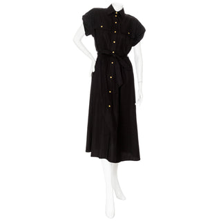 Black cotton poplin A-line dress by Celine for sale at vintage and consignment shop "Decades" in Los Angeles