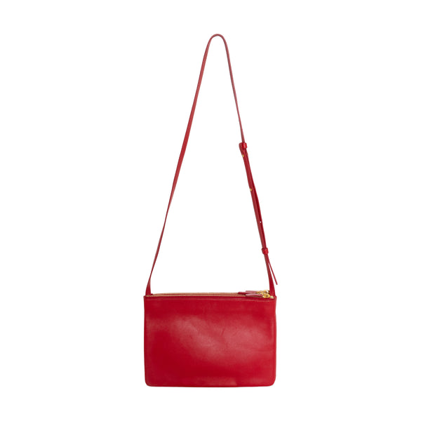 Celine Red Leather Trio Crossbody Bag