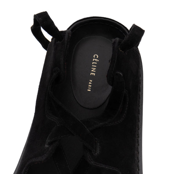 Celine Black Suede Ghillie Gladiator Sandals