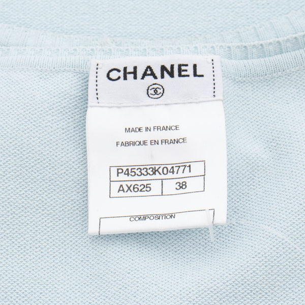 Chanel Textured Knit Blue Bodysuit