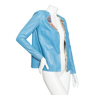 2015 Blue Lambskin and Floral Lurex Jacket